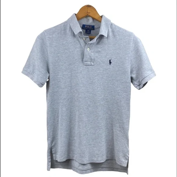 POLO Ralph Lauren Classic Cotton Mesh Polo Shirt Pony SS Heather Grey M 10-12 - Picture 2 of 15